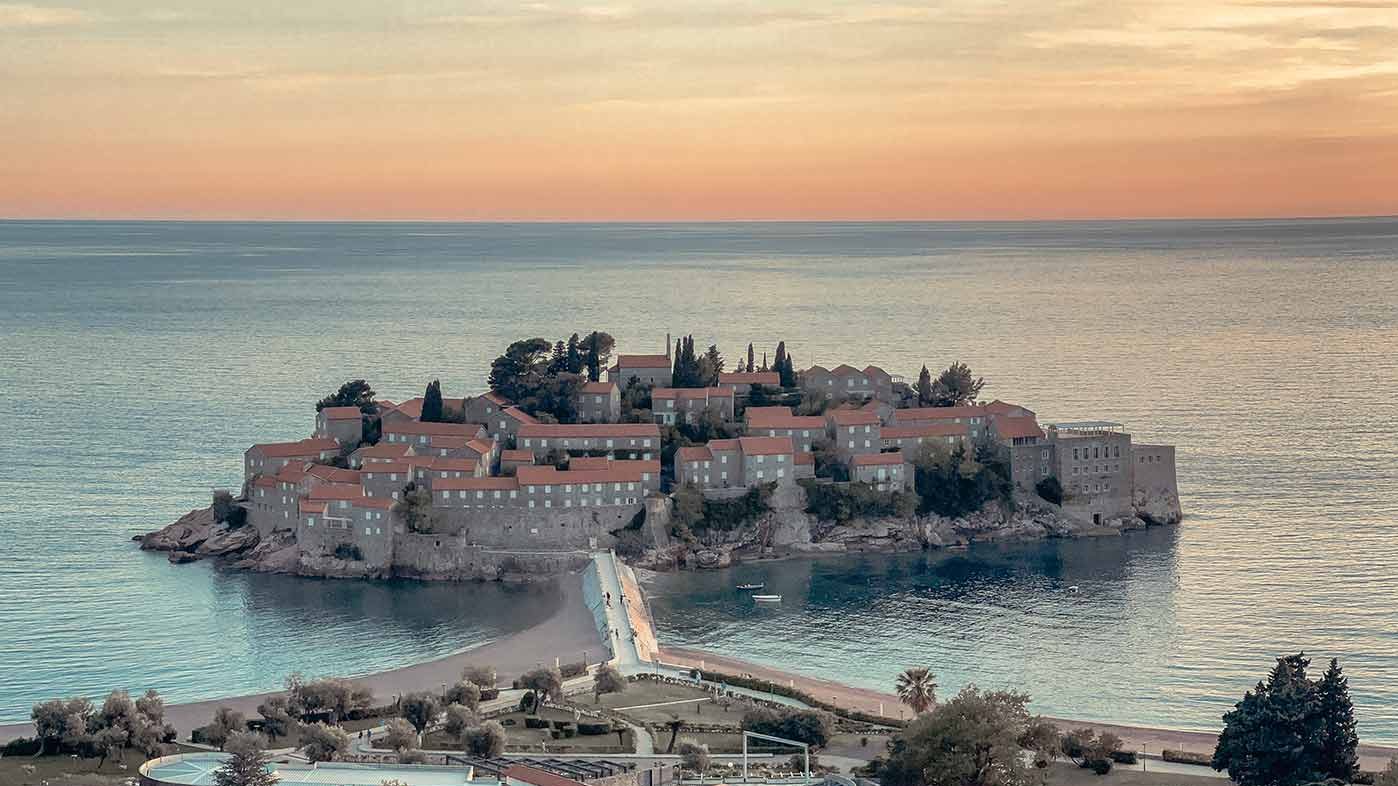The view of St. Stefan island in Budva, Montenegro.