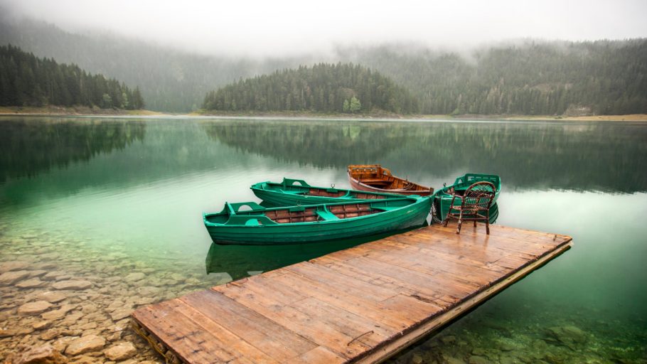 Boats at Black Lake (Crno Jezero) in Žabljak, Durmitor National Park
