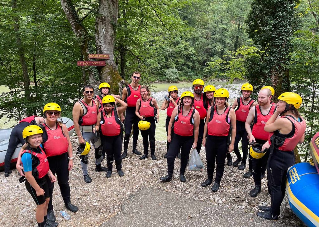 Guests taking a photo before starting their Tara River Rafting 