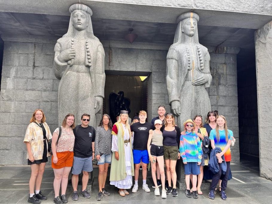 Tour Guide with guests on our Great Montenegro Tour at the Lovcen Mausoleum