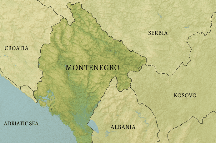 Map of Montenegro - ai generated